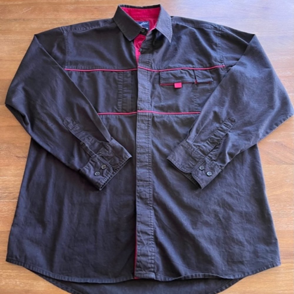 WRANGLER COWBOY WESTERN Shirts Button Up Mens Medium M Black w/Red Accents L/S